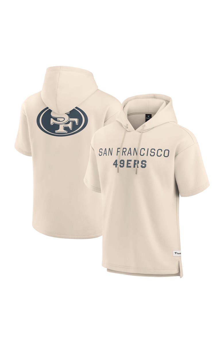 FANATICS Men's Fanatics Cream San Francisco 49ers Elements Future Ground Lettering Short Sleeve Pullover Hoodie, Main, color,