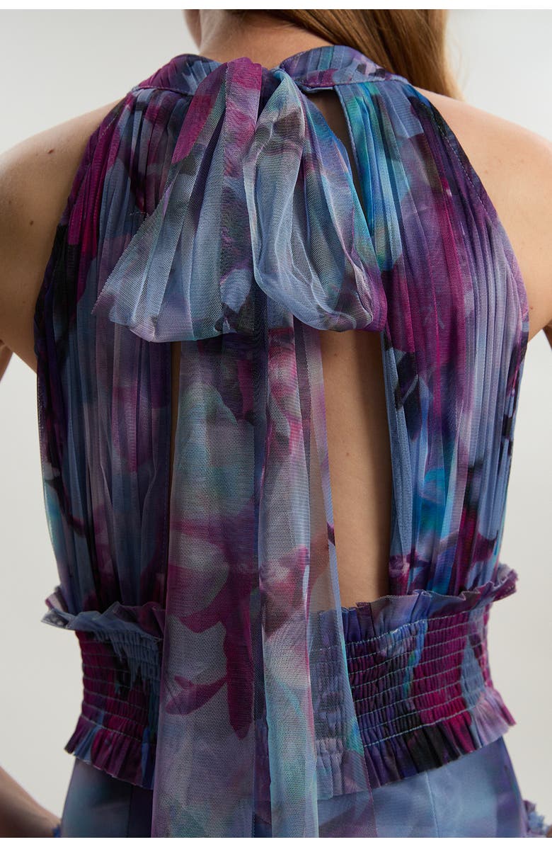 Karen Millen Tulle Layered Halter Neck Maxi Dress, Alternate, color, Floral