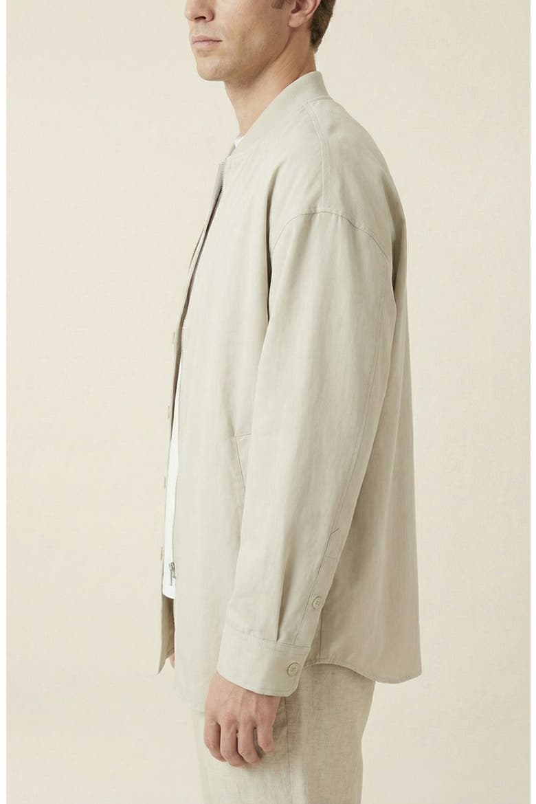 Stand Collar Long Sleeve Jacket, Alternate, color, Light Beige