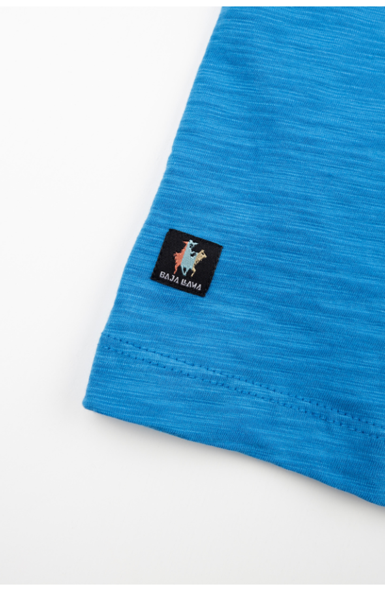 Baja Llama Palm Tree - Slub Pima Pocket Tee, Alternate, color, Blue