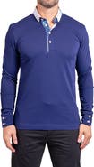 Maceoo Newton Ascension0008 Blue Long Sleeve Button-Down Polo