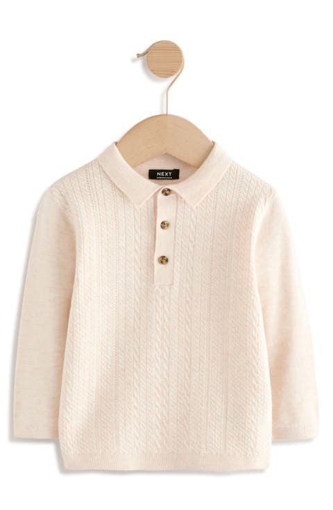 Kids' Cable Knit Long Sleeve Polo (Little Kid)