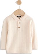 NEXT Kids' Cable Knit Long Sleeve Polo
