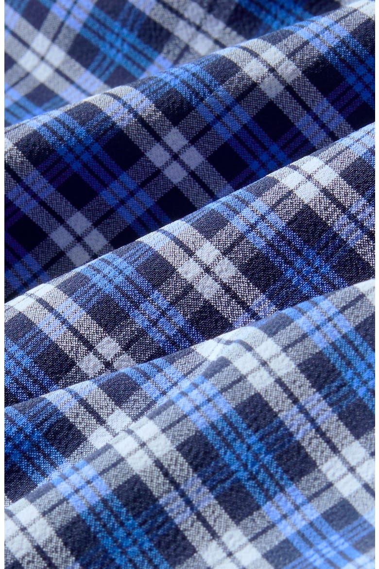 Leeward Trim Fit Navy Plaid No Tuck Button-Up Shirt, Alternate, color, COBALT CAYDEN PLAID