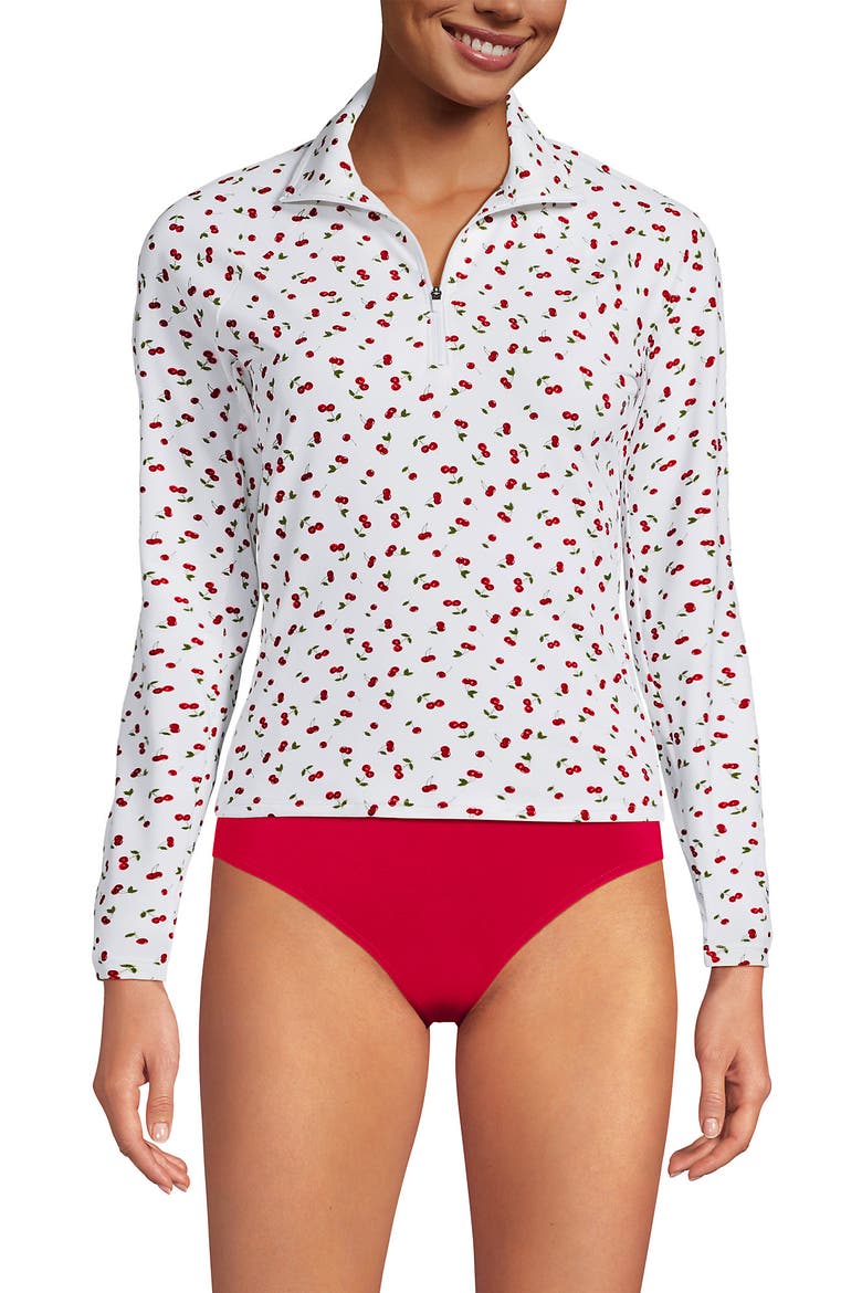 Long Sleeve Rash Guard Cover-up UPF 50, Alternate, color, Cherry Jam Cherries/White