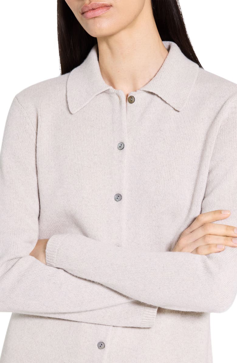 Theory Collar Cashmere & Wool Rib Cardigan, Alternate, color, Light Grey