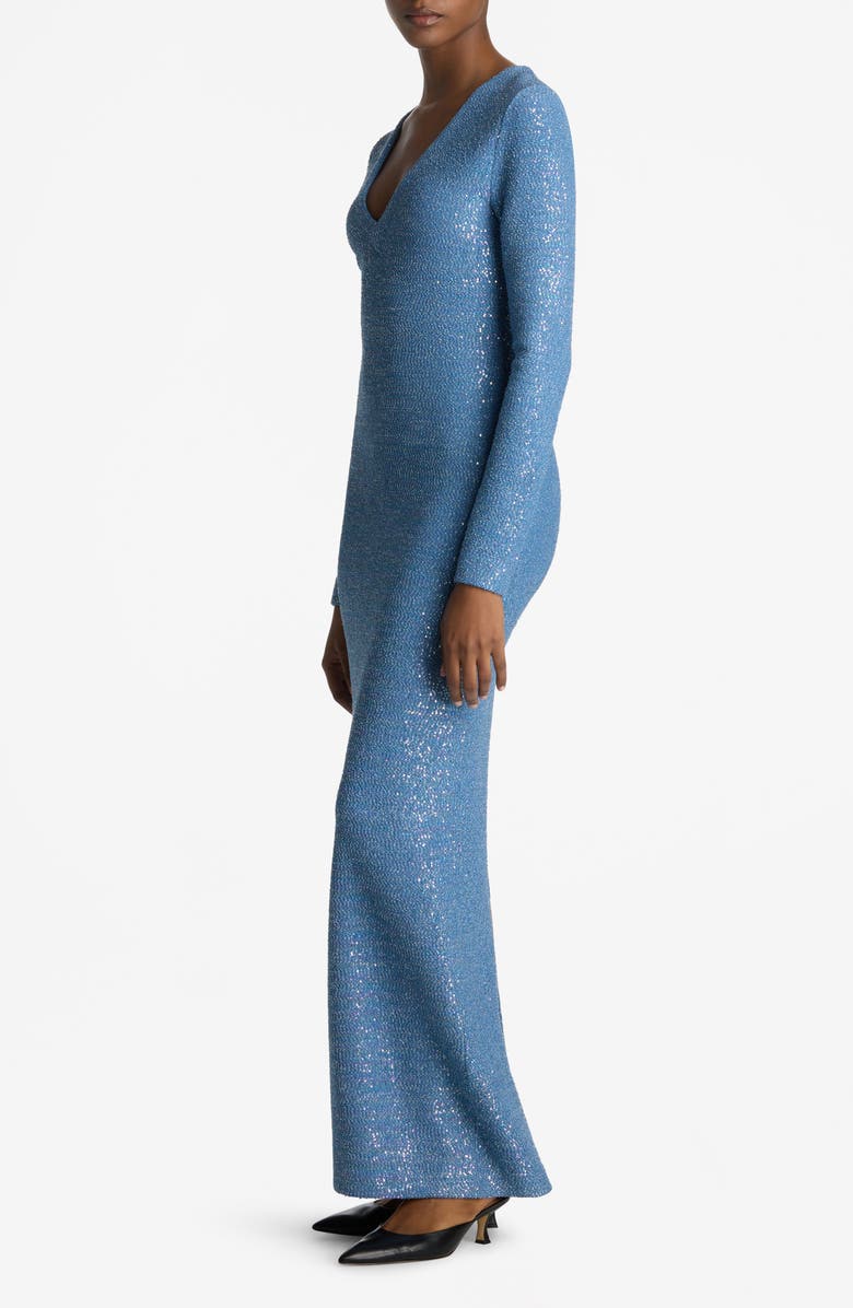 St. John Collection Sequin Long Sleeve Knit Gown, Alternate, color, 