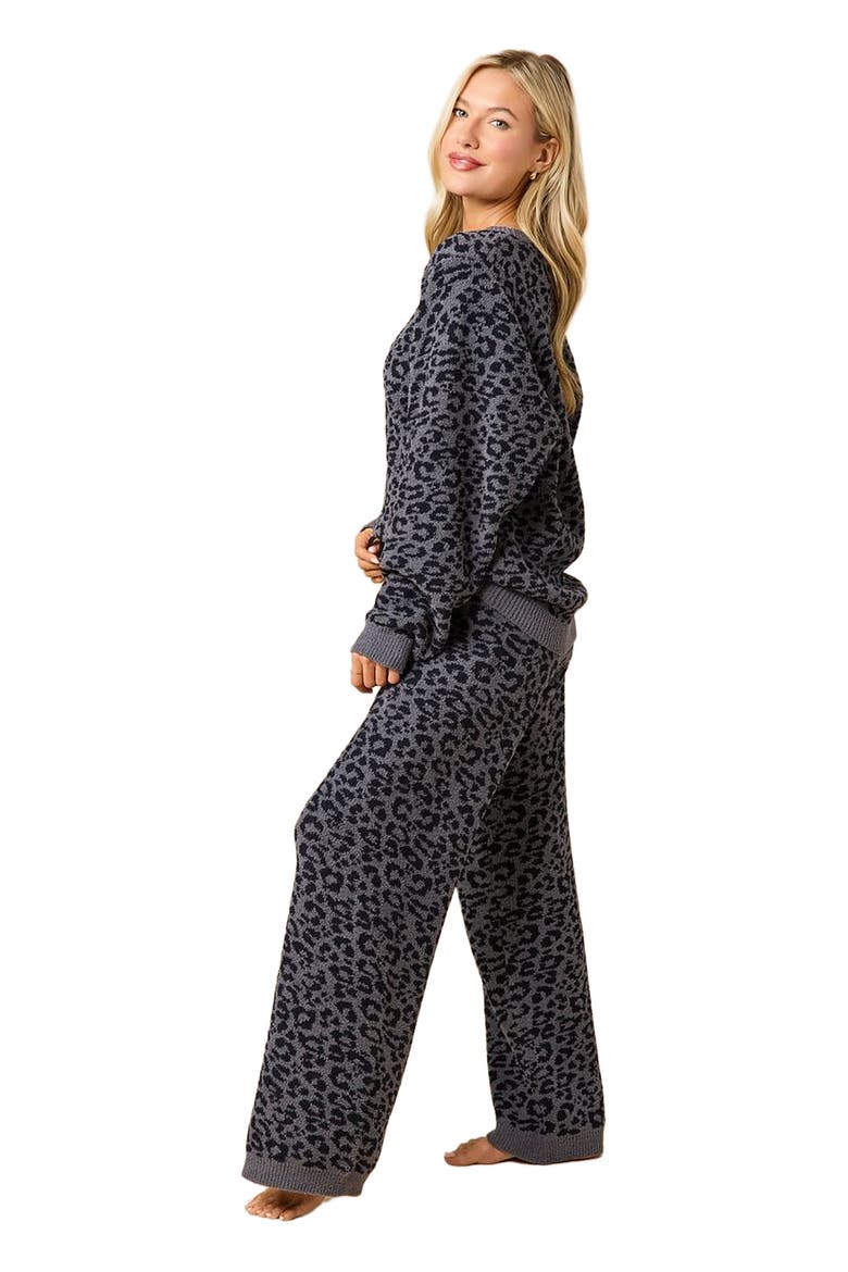 Marshmallow Leopard Crew Neck Lounge Set, Alternate, color, Wild Grey