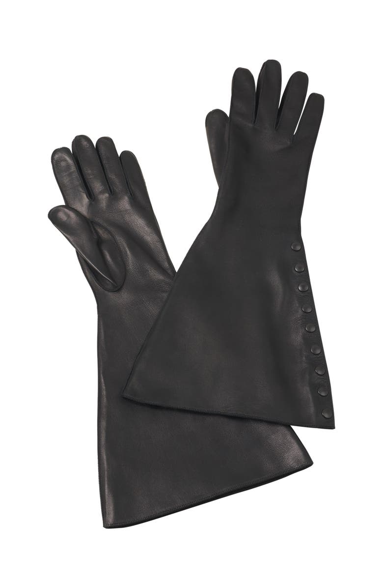 Lanvin Large Leather Gloves, Alternate, color, Black