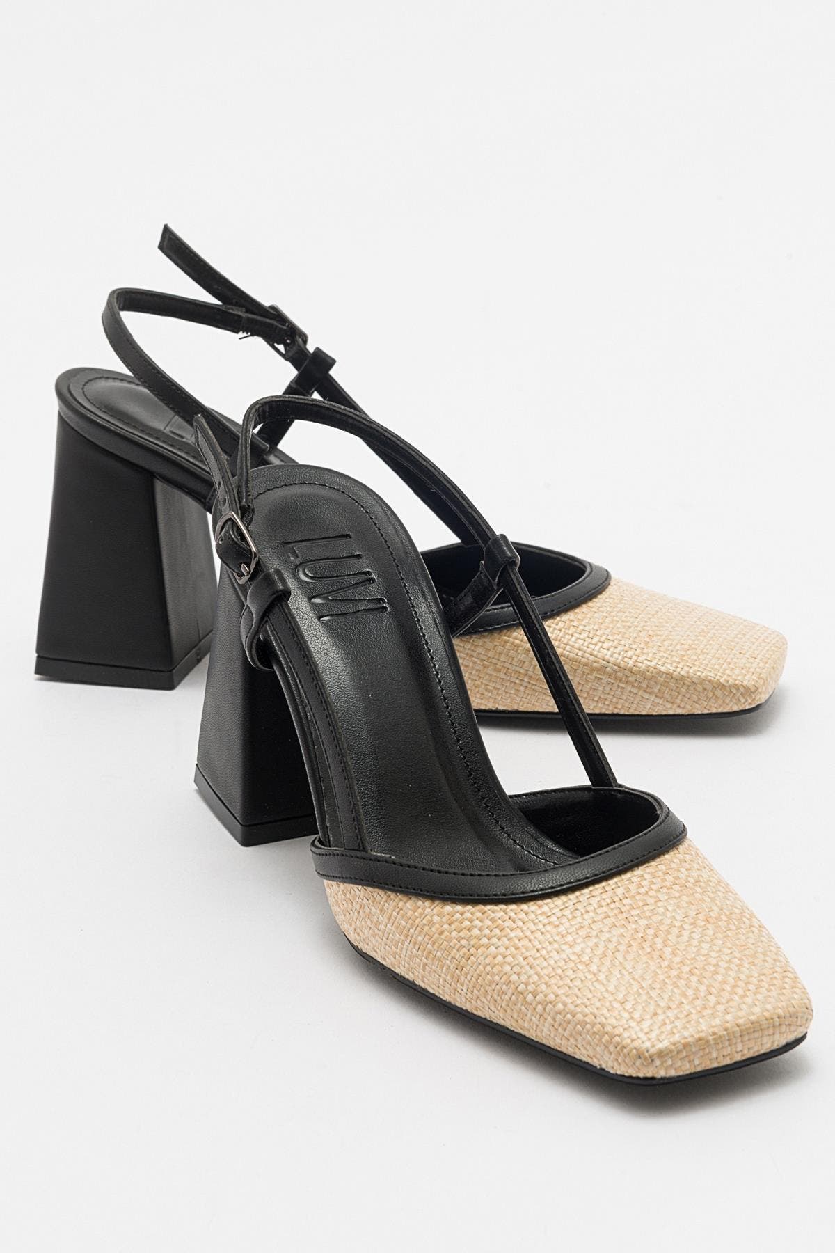 Prologue Shoes Rivie Raffia Square Toe Block Heel Pump, Main, color, Black