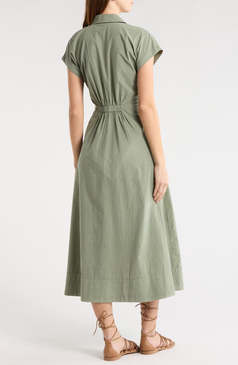 Marine Layer Arden Midi Shirtdress, Alternate, color, Olive/Navy Stripe
