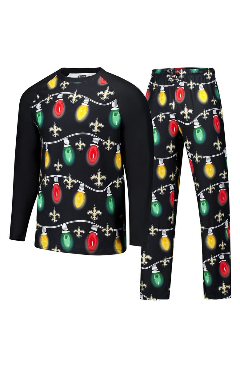 CONCEPTS SPORT Men's Concepts Sport  Black New Orleans Saints Garland Knit Raglan Long Sleeve T-Shirt and Pants Set, Main, color, Black