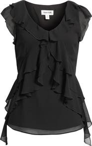 Open Edit Chiffon Ruffle Top