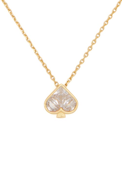 Kate Spade New York mini crystal center spade pendant in Clear/Gold. 