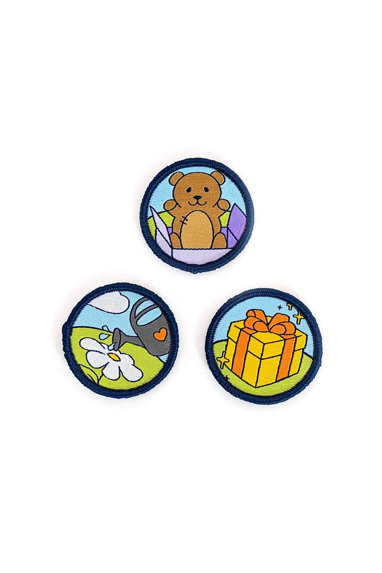 Giving Patches, 3 Embroidered Hook And Loop Patches, Alternate, color, Multicolored
