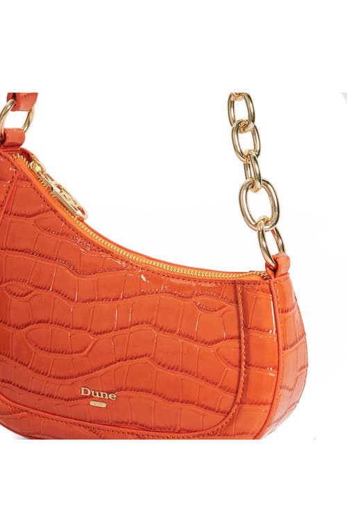Dune London Direction Croc Embossed Faux Leather Shoulder Bag In Orange