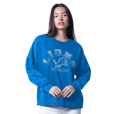 Women's G-III 4Her by Carl Banks Blue Detroit Lions Oversized Feud Sweatshirt