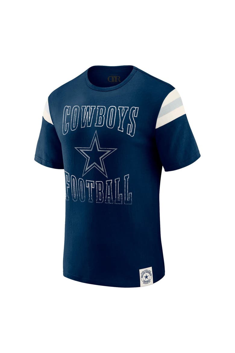 Men's Darius Rucker Collection by Fanatics Navy Dallas Cowboys Distressed Throwback Shoulder Stripe T-Shirt, Alternate, color, Navy
