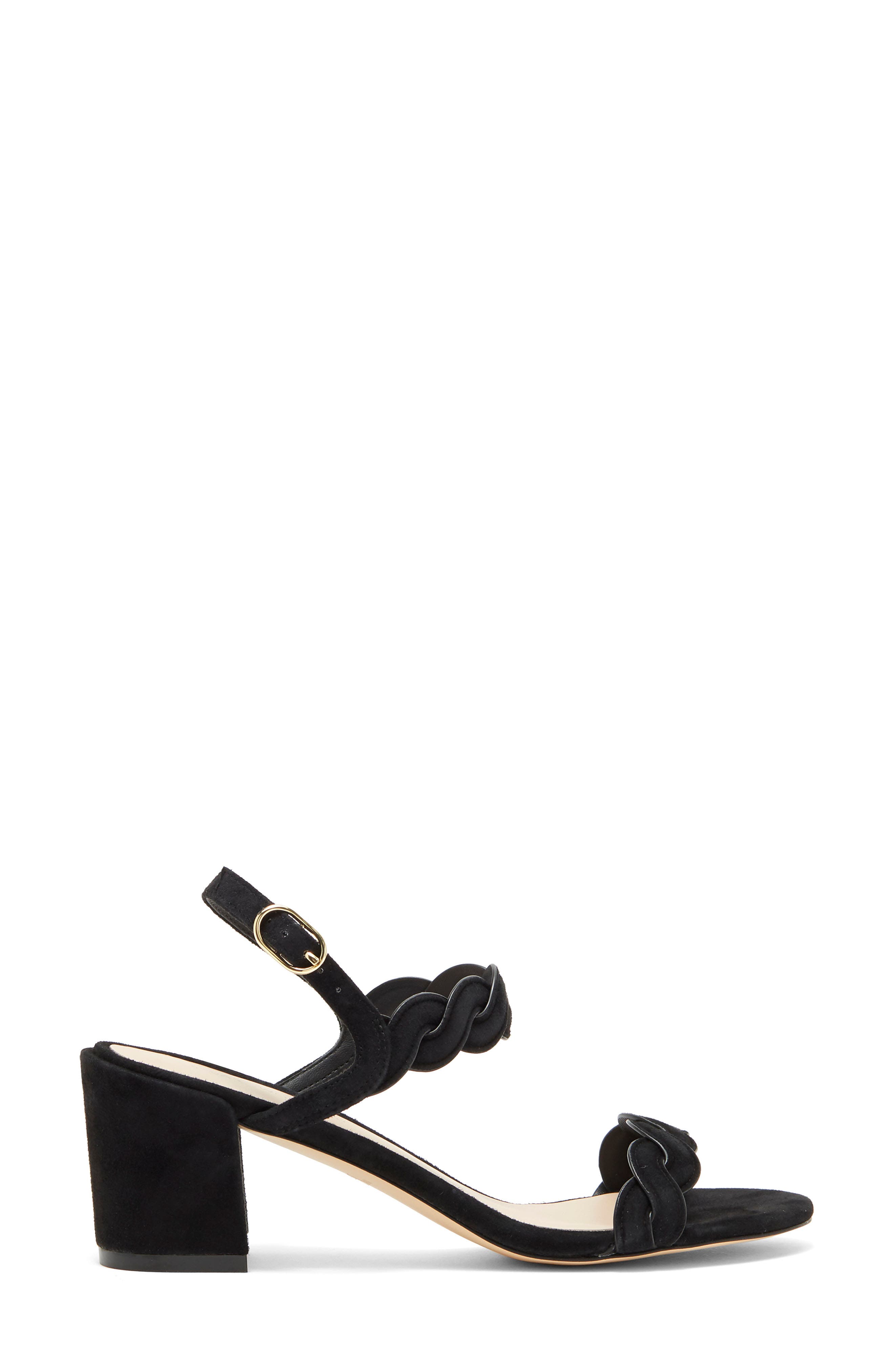 Stuart Weitzman Twistie Black Heel Sandal, Alternate, color, 