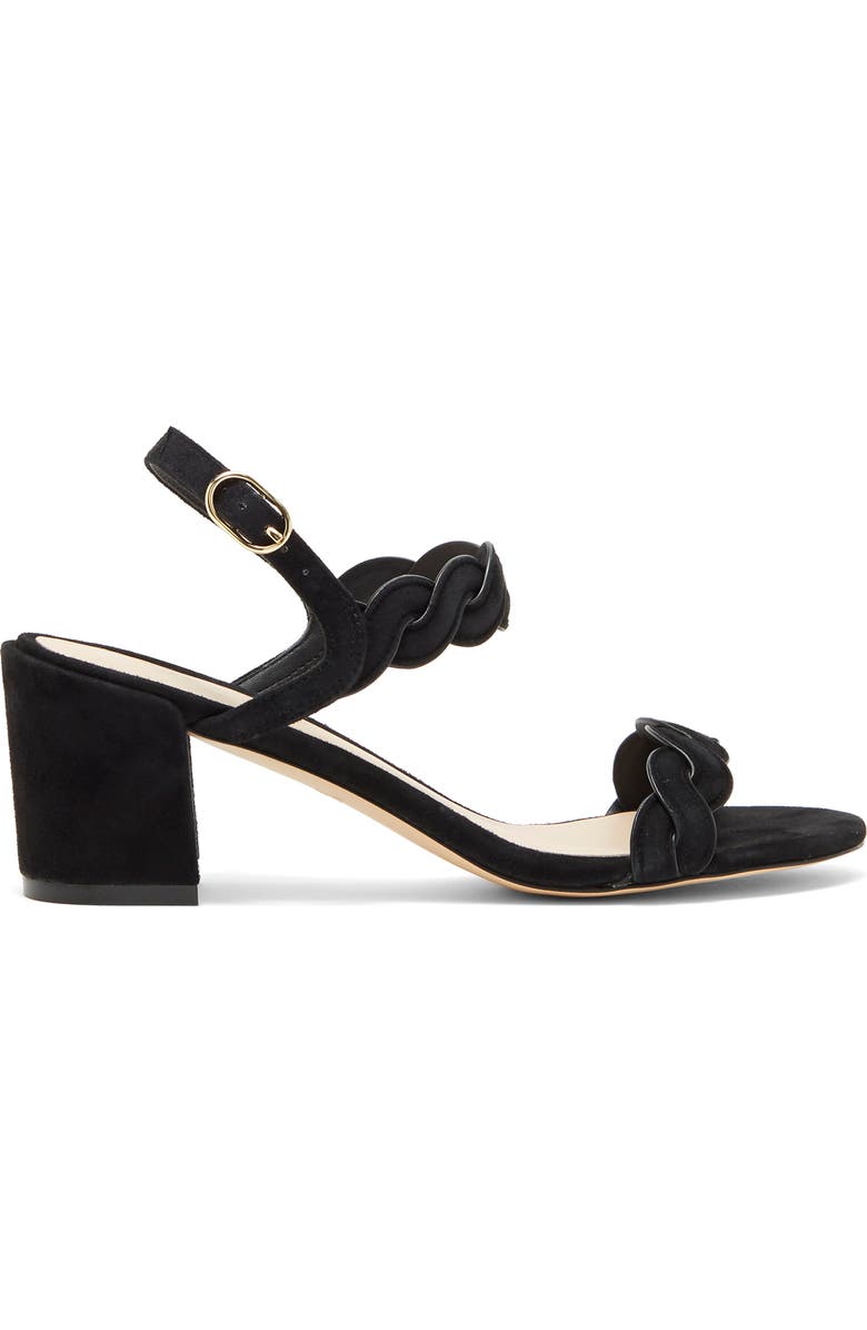 Stuart Weitzman Twistie Black Heel Sandal, Alternate, color,