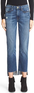 FRAME 'Le High Straight' High Rise Staggered Hem Jeans