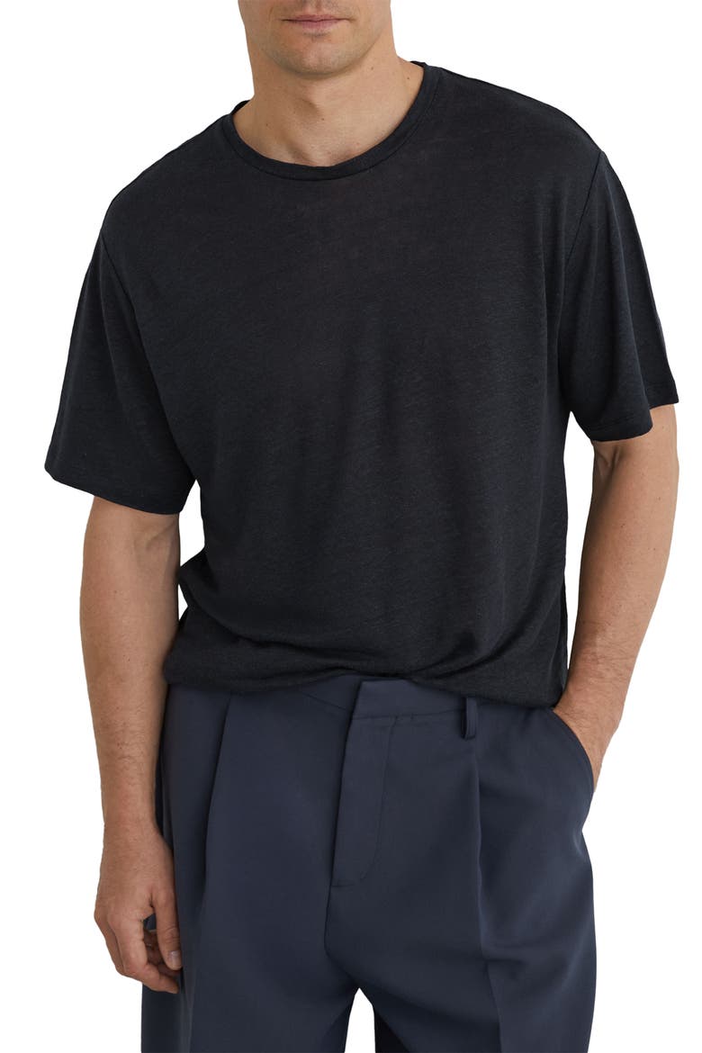 Langley Linen T-Shirt, Main, color, NAVY