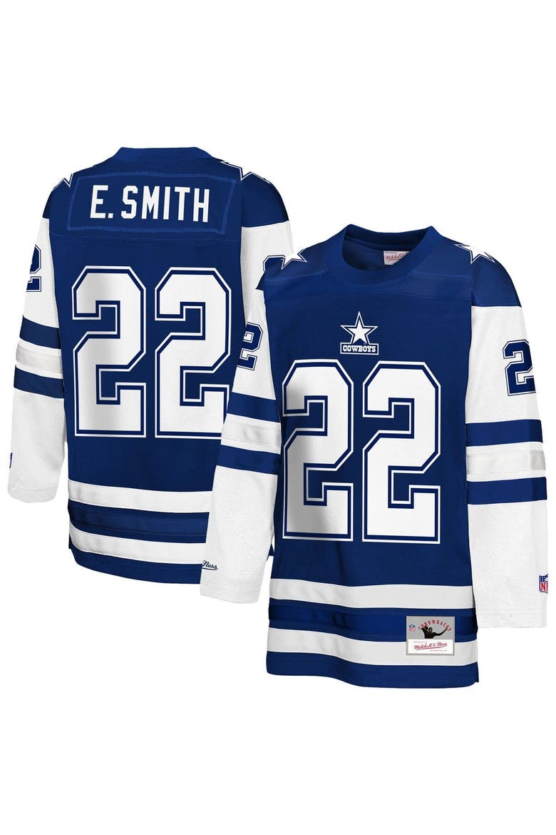 Youth Mitchell & Ness Emmitt Smith Navy Dallas Cowboys Hockey Fashion Jersey, Main, color, Navy