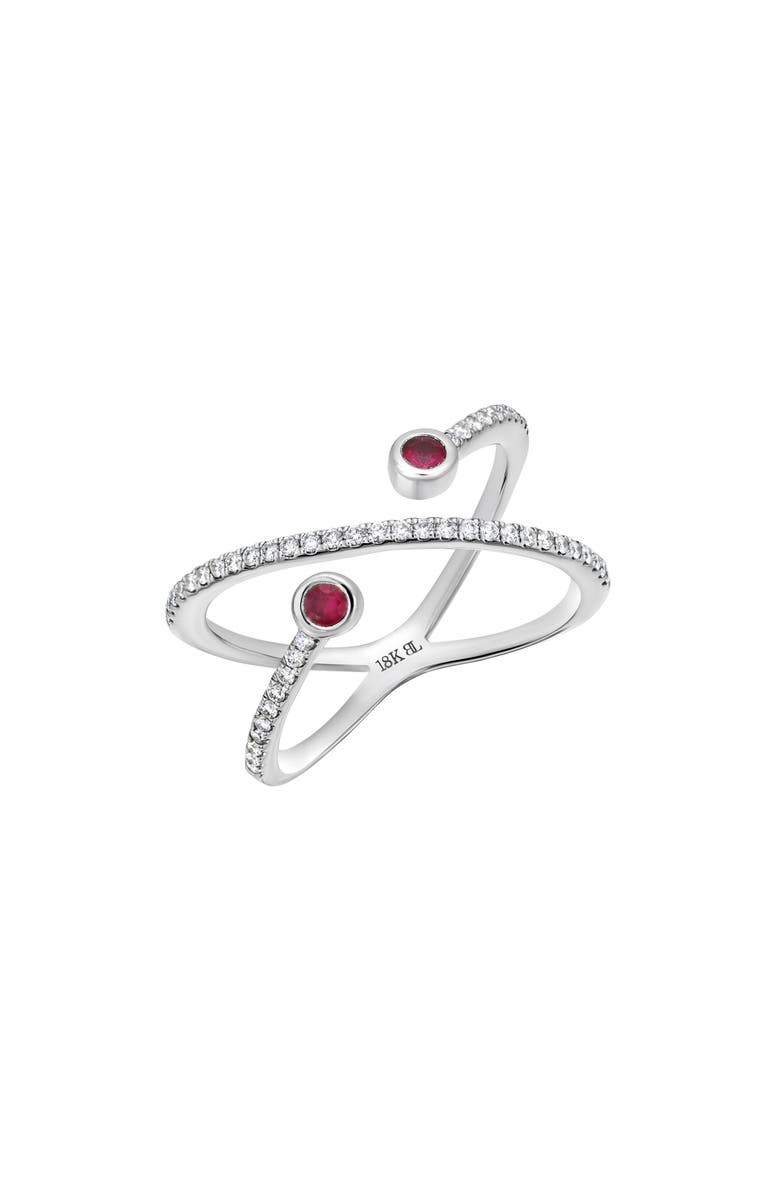 Bony Levy 18K Gold Double Ruby & Pavé Diamond Loop Ring, Main, color, 