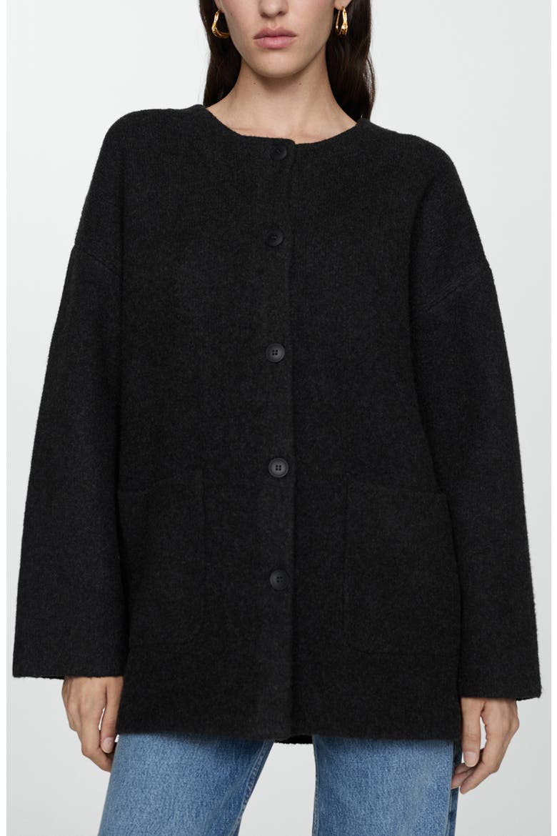 Felt Coat with Removable Scarf Detail, Main, color, CHARCOAL