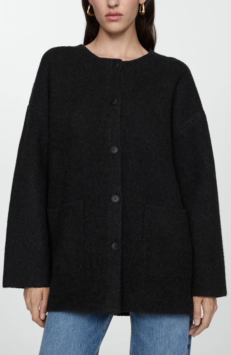 MANGO Felt Coat with Removable Scarf Detail, Main, color,