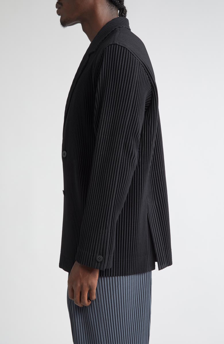 Homme Plissé Issey Miyake Tailored Pleats 1 Double Breasted Jacket, Alternate, color, Black