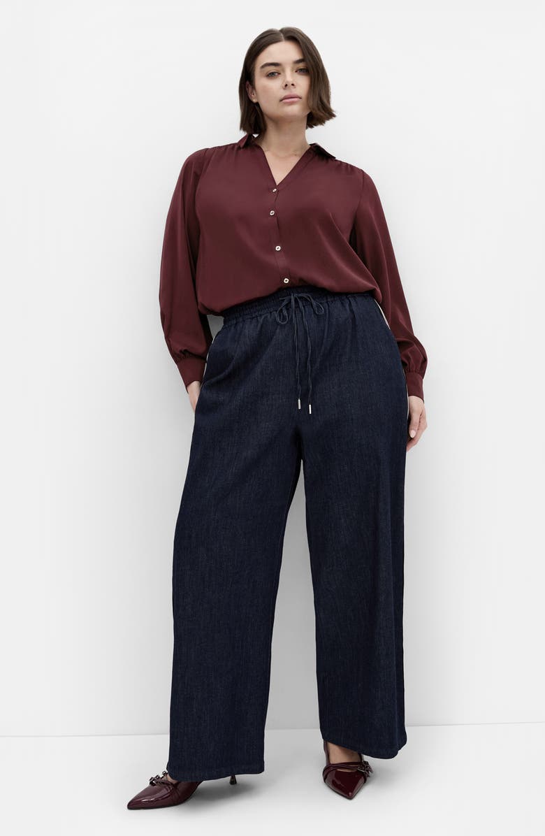 City Chic Jennifer Johnny Collar Button-Up Shirt, Alternate, color, Red