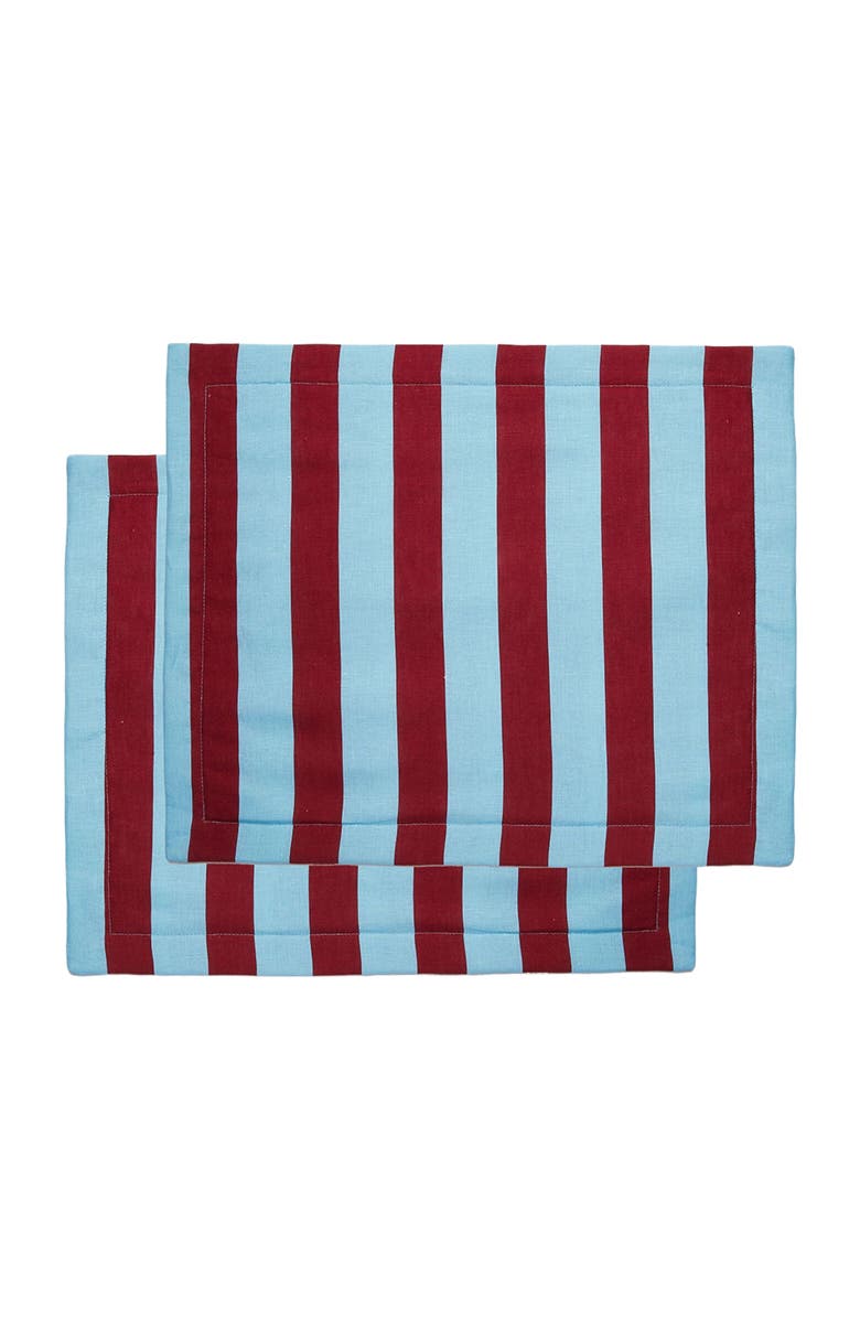 La DoubleJ Placemats Set Of 2 (35X45) Riga Bordeaux - Azzurro, Alternate, color, Riga Bordeaux - Azzurro