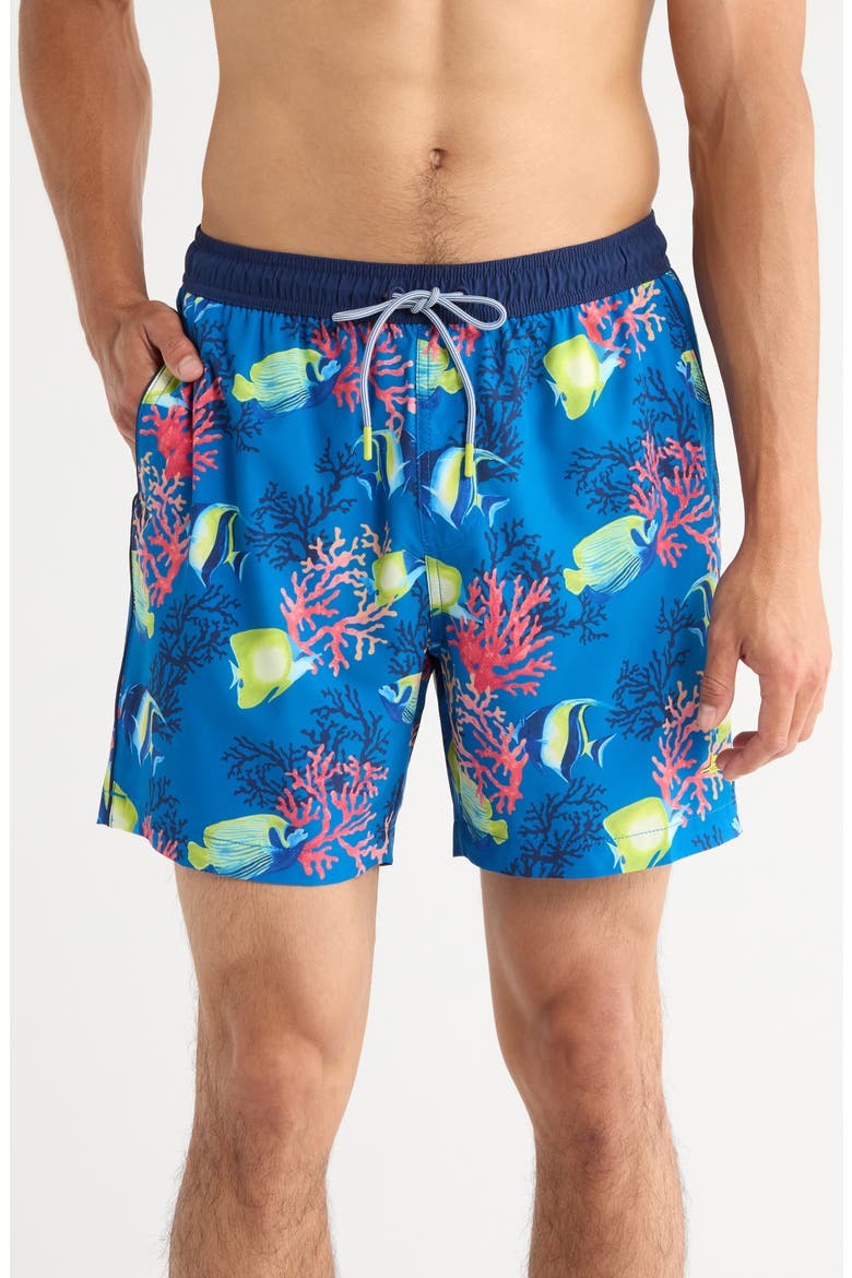 Naples Fishanado 6-Inch Swim Trunks, Main, color, VICTORIA BLUE