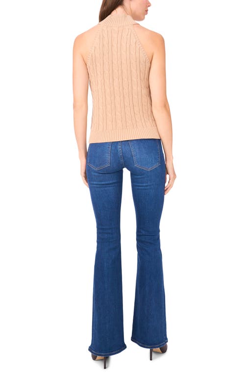 Halogenr Halogen(r) Turtleneck Cable Stitch Cotton Sweater Tank In Brown
