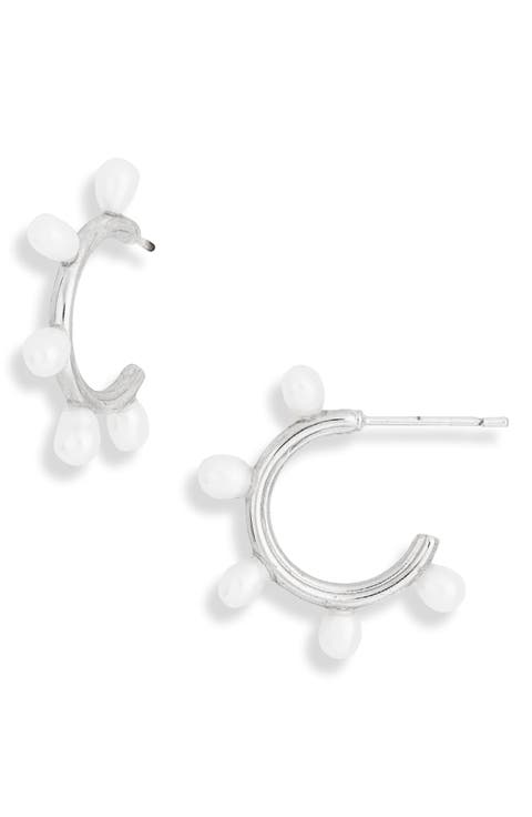 Leighton Faux Pearl Huggie Hoop Earrings