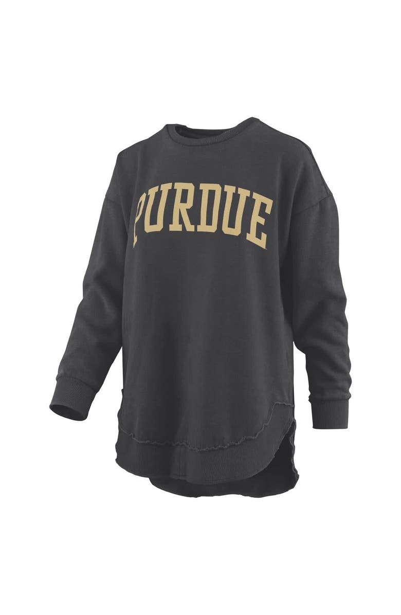 PRESSBOX Women's Pressbox  Black Purdue Boilermakers Melange Poncho Vintage Fleece Long Sleeve Pullover Sweatshirt, Alternate, color, Black