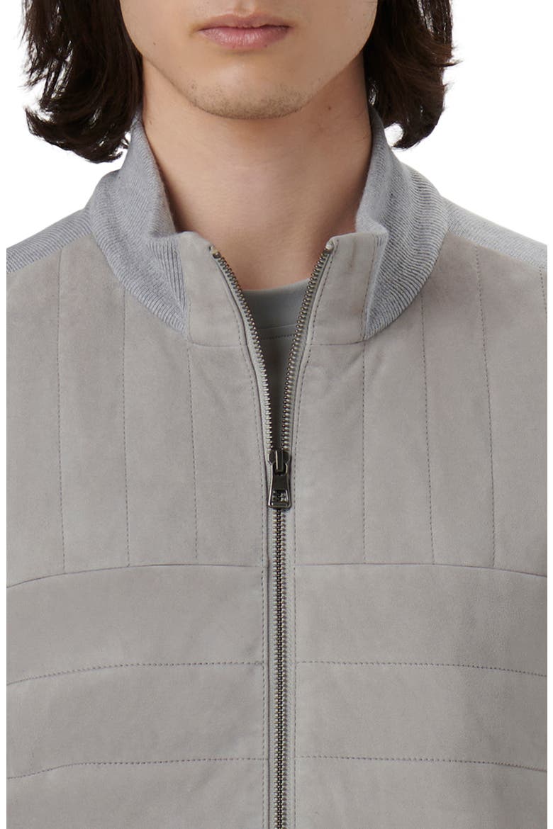 Quilted Suede Panel Sweater Jacket, Alternate, color, CEMENT