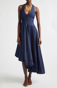 Zimmermann Kindred Spirit Asymmetric Scoop Neck Cotton Denim Dress