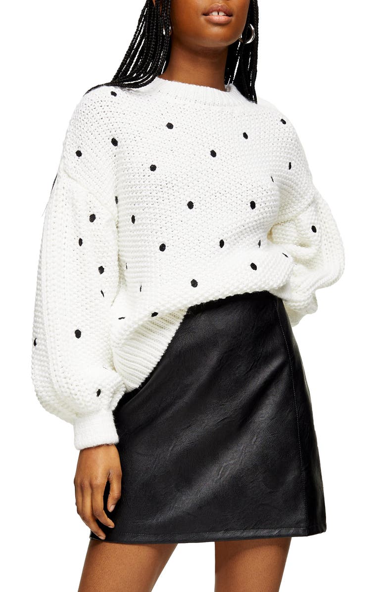 Topshop Spot Embroidered Sweater, Main, color, 