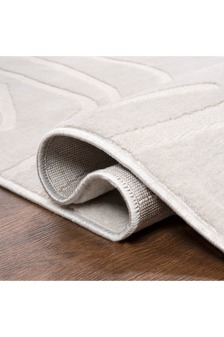 Alcina Modern Scandinavian Graphic Lines High-Low Area Rug, Alternate, color, White/Cream