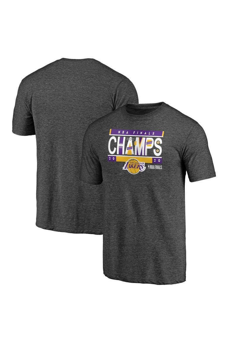 Men's Fanatics Branded Heather Gray Los Angeles Lakers 2020 NBA Finals Champions Bank Shot Tri-Blend T-Shirt, Main, color, Heather Gray
