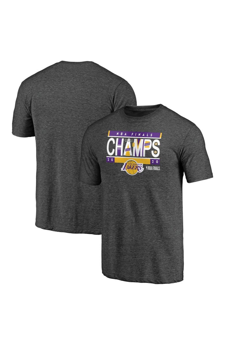 FANATICS Men's Fanatics Branded Heather Gray Los Angeles Lakers 2020 NBA Finals Champions Bank Shot Tri-Blend T-Shirt, Main, color,