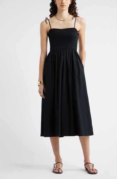 Smocked Stretch Cotton Midi Sundress