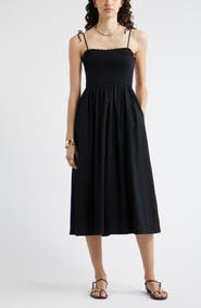 Nordstrom Smocked Stretch Cotton Midi Sundress