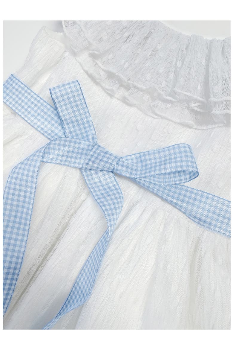 Kids' Ruth Clip Dot Chiffon Dress, Alternate, color, WHITE/ BLUE
