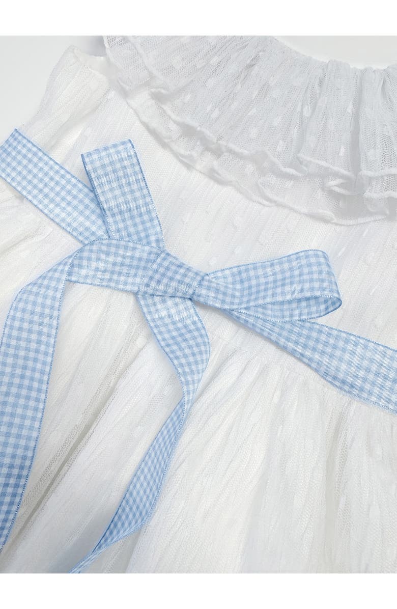 Pippa & Julie Kids' Ruth Clip Dot Chiffon Dress, Alternate, color, White/ Blue