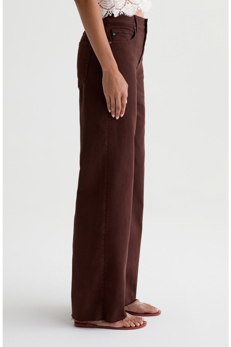 Saige High Waist Raw Hem Wide Leg Jeans, Alternate, color, COFFEE BEAN