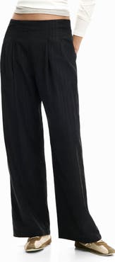 Desigual Pleat Front Wide Leg Pants