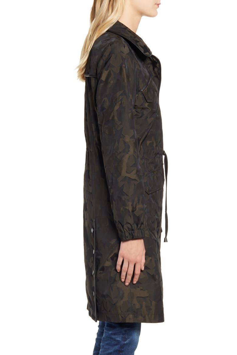 Star Jacquard Raincoat with Removable Hood, Alternate, color, MILITARY